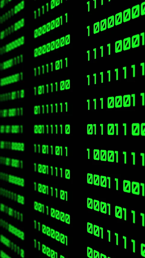 Binary code green digits move at black animation Stock Footage 233007685