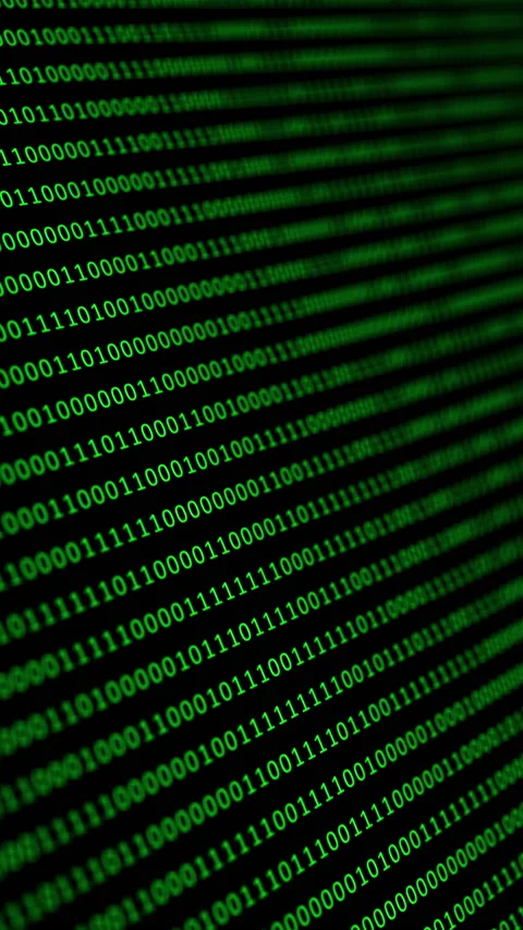 Binary code green digits move at black animation Stock Footage 233008476