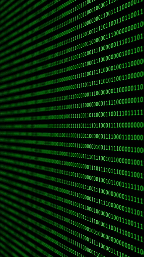 Binary code green digits move at black animation Stock Footage 233009094