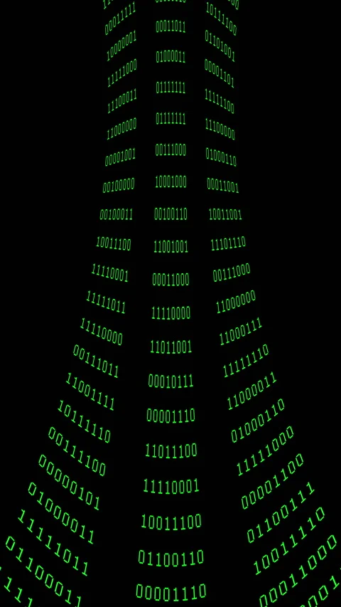 Binary code green digits move at black animation Stock Footage 233015520