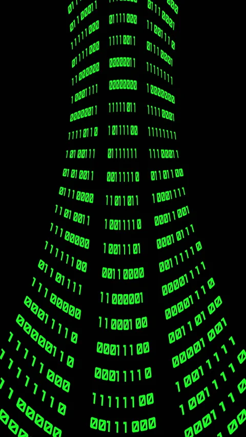 Binary code green digits move at black animation Stock Footage 233015837