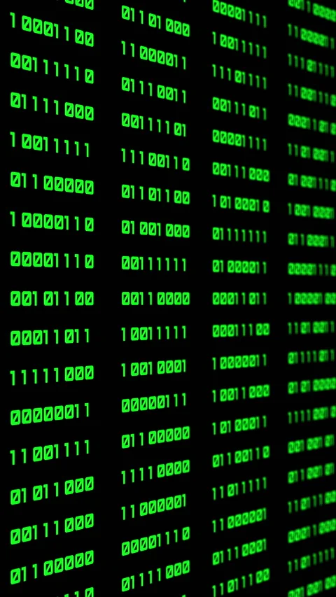 Binary code green digits move at black animation Stock Footage 233156591