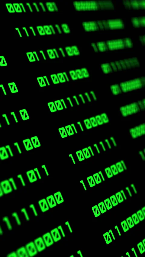 Binary code green digits move at black animation Stock Footage 233156775