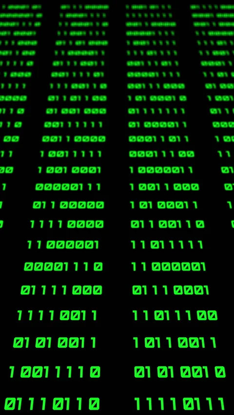 Binary code green digits move at black animation Stock Footage 233157049