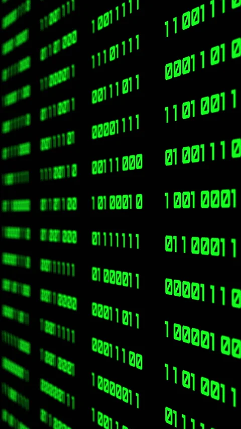 Binary code green digits move at black animation Stock Footage 233157341