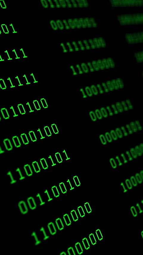 Binary code green digits move at black animation Stock Footage 233161297