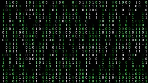 Binary code green digits move at black animation Stock Footage 233574363