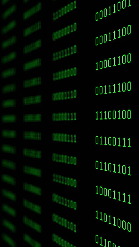 Binary code green digits move at black animation Stock Footage 233696776