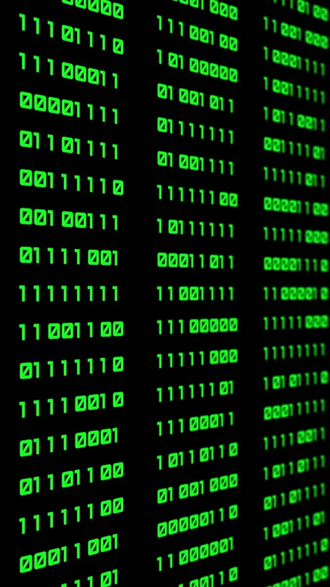 Binary code green digits move at black animation Stock Footage 233697395