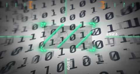 Binary code with green numbers and geometric shapes animation Vídeos de archivo 303740140