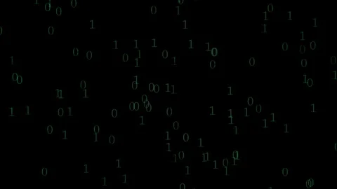 Binary Code of Green Ones and Zeros Falling Vertically on a Black Screen, Stockbeeldmateriaal 281458006