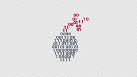 Binary code grenade cyber warfare 2D animation 動画素材 347589389