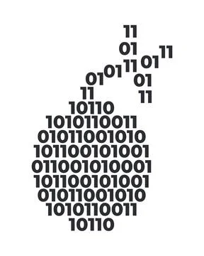 Binary code grenade cyber warfare line illustration concept Stock Illustration