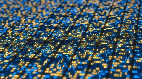 Binary code grid made of zeros and ones. Computer related 3D rendering 스톡 일러스트