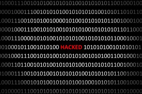 Binary code hacked, security concept on black background Stock Illustration