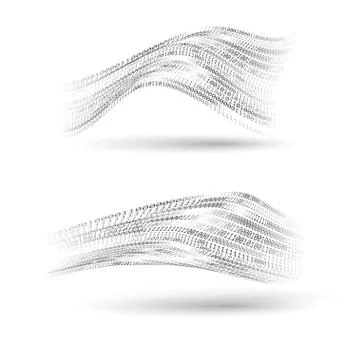 Binary code halftone wavy shapes set. Abstract technology design elments 库存插图