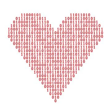 Binary code heart 스톡 일러스트