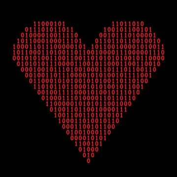 Binary code heart 스톡 일러스트