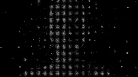 Binary Code Human Face Disintegrating Animation. Video stock 311123919