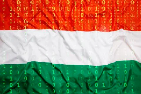 Binary code with Hungary flag, data protection concept Stock Photos