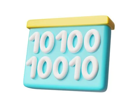 Binary code icon, 3D cartoon style vector concept of computer programming Stock Illustration