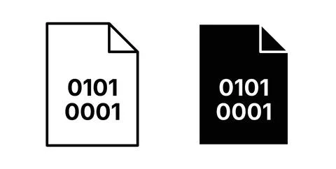 Binary code icon in black and white. vector icon pack for websites イラスト素材