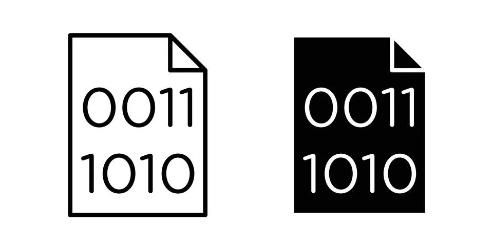 Binary code icon black vector isolated on white 库存插图