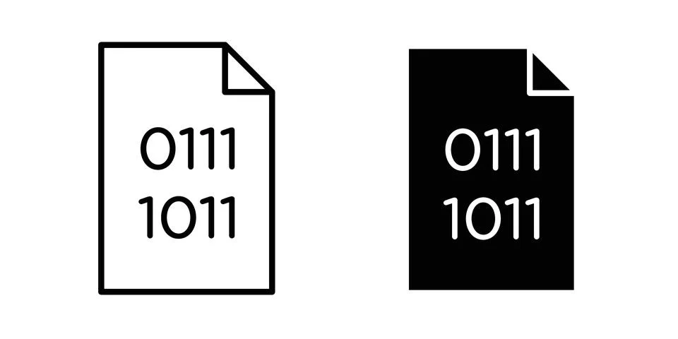 Binary code icon design. Illustration icons in linear and clipart pack Illustrazione stock