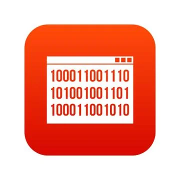 Binary code icon digital red Stock Illustration