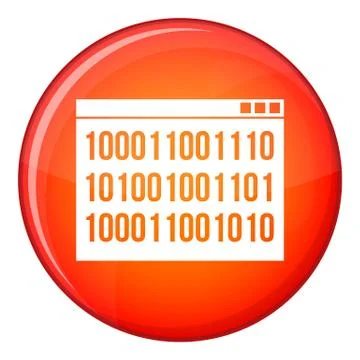Binary code icon, flat style Stock Illustration