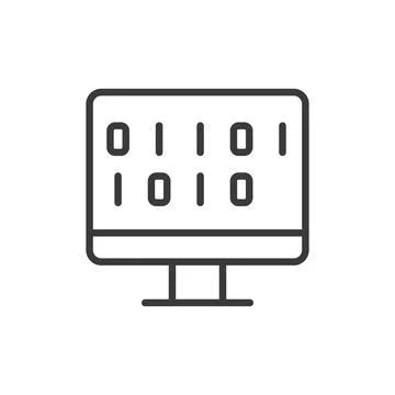 Binary code, icon in line design. Binary, code, digital, data, programming Stock Illustration