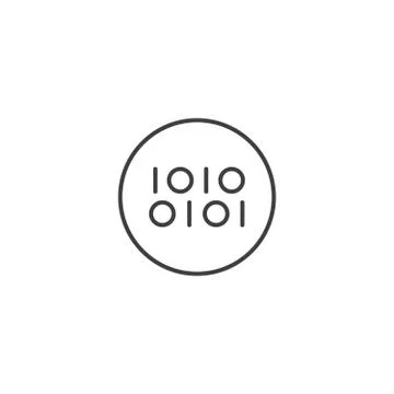 Binary code icon. Minimal vector icon in circle. One and zero computer code Stock Illustration