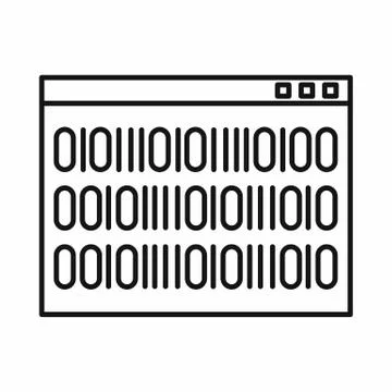 Binary code icon, outline style Stock Illustration