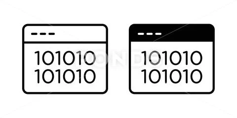 Binary code icon symbol  illustration bundle in black colour 库存插图