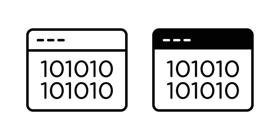 Binary code icon symbol  illustration bundle in black colour Stock Illustration
