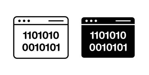 Binary code icon symbol. Vector illustration pack in black color. Stock Illustration