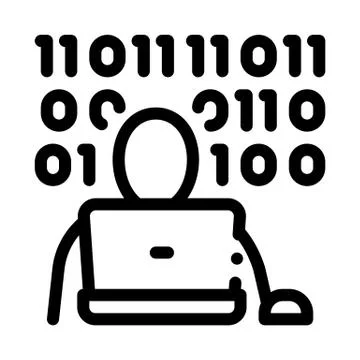 Binary code icon vector outline illustration Stock Illustration