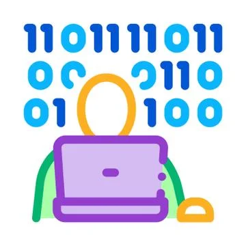 Binary code icon vector outline illustration Stock Illustration