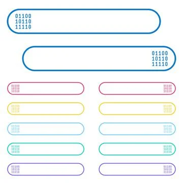 Binary code icons in rounded color menu buttons イラスト素材