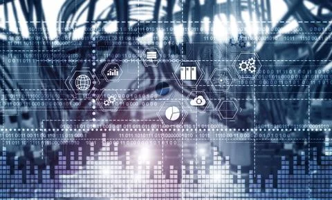 Binary code. ICT - information and telecommunication technology and IOT - Stockillustratie