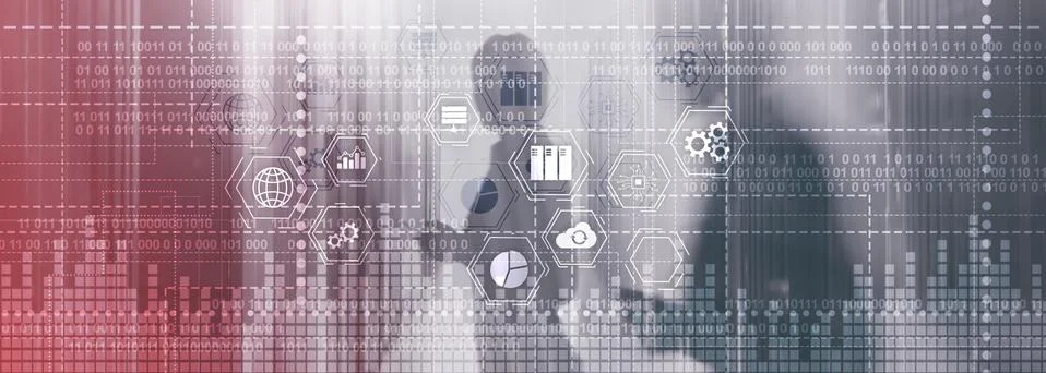 Binary code. ICT - information and telecommunication technology and IOT - Stockillustratie