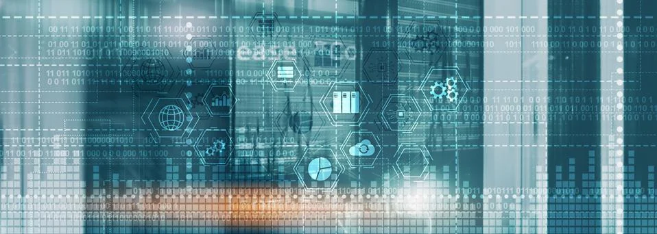 Binary code. ICT - information and telecommunication technology and IOT - 스톡 일러스트