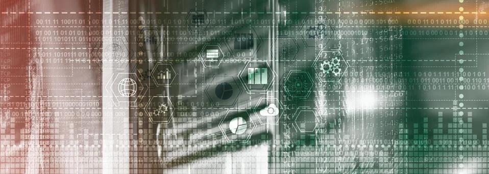 Binary code. ICT - information and telecommunication technology and IOT - Illustrazione stock