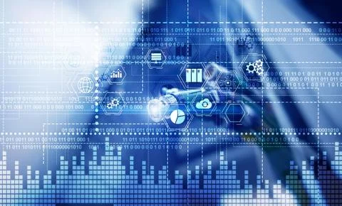 Binary code. ICT - information and telecommunication technology and IOT - 写真素材