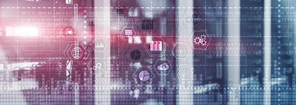 Binary code. ICT - information and telecommunication technology and IOT - Stock Photos