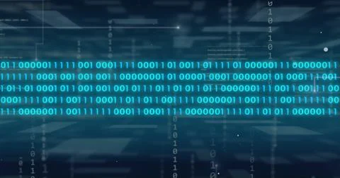 Binary code image over digital data processing background Stock Photos