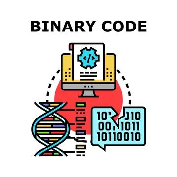 Binary code influencing genetic data structure concept Stockillustratie