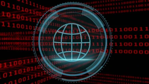 Binary code intensifying, shrinking cybersecurity text and forming rings around Stock Footage 314743928