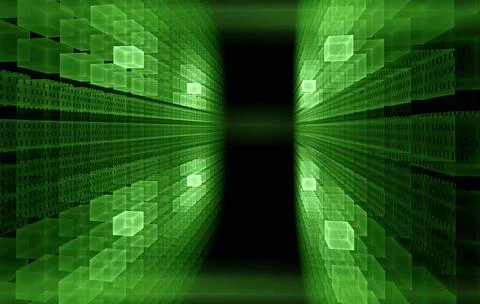 Binary code, internet concept green cubic perspective with binary code dat... Foto stock