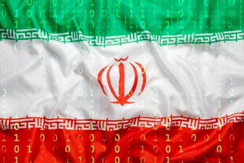 Binary code with Iran flag, data protection concept Stock Illustration